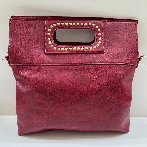 Vegan Tote / Red & Gold Studs / Crossbody Bag - NWOT - Picture 6 of 9